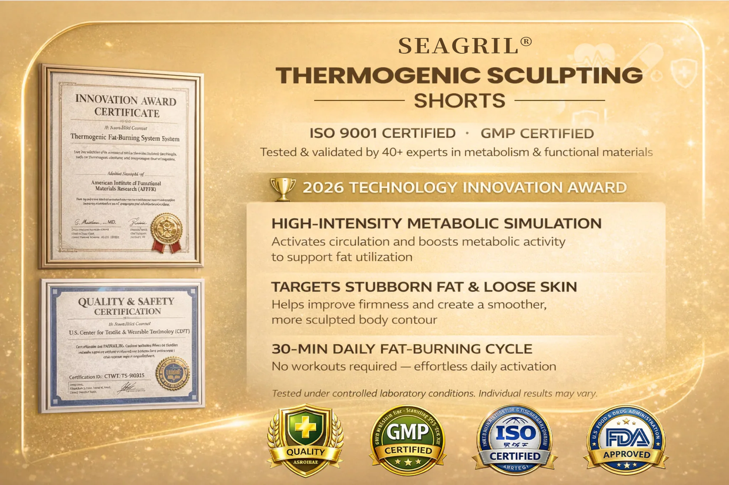 SEAGRIL®Moringa & Berberine 4-In-1 Thermogenic Sculpting & Fat-Burn Shorts