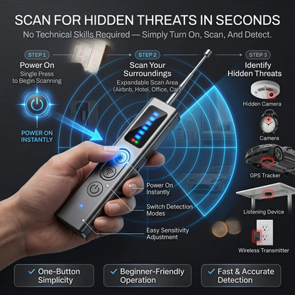 Tiworld™ Pro Military-Grade RF Signal Detector & Anti-Spy Camera Scanner — Professional GPS Tracker & Wireless Audio Bug Finder