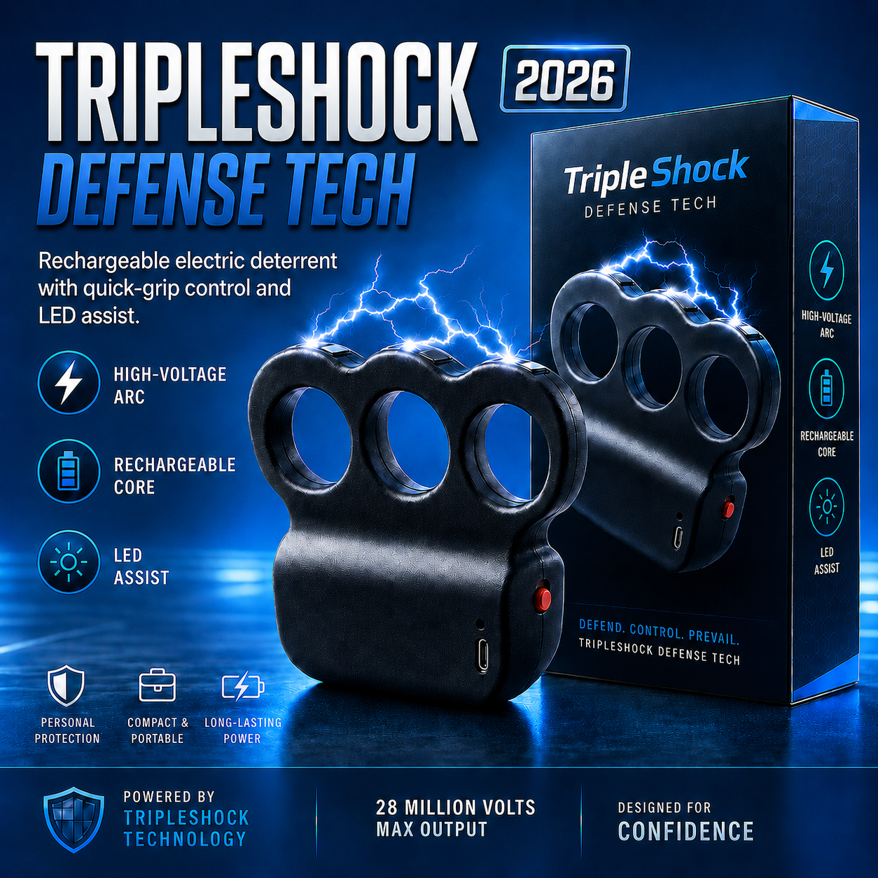 2026 TripleShock Stun Device – Powerful Personal Defense & Deterrent Protection