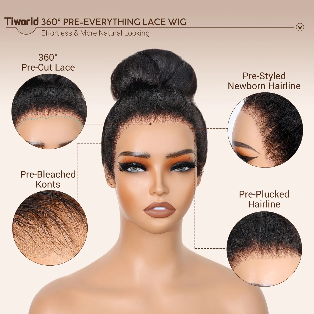 Ends Today: 70% OFF! Tiworld® 13x6 Silky Straight 360 HD Lace Wig - Snug Fit, Pre-Cut Lace & Bleached Knots Glueless Human Hair