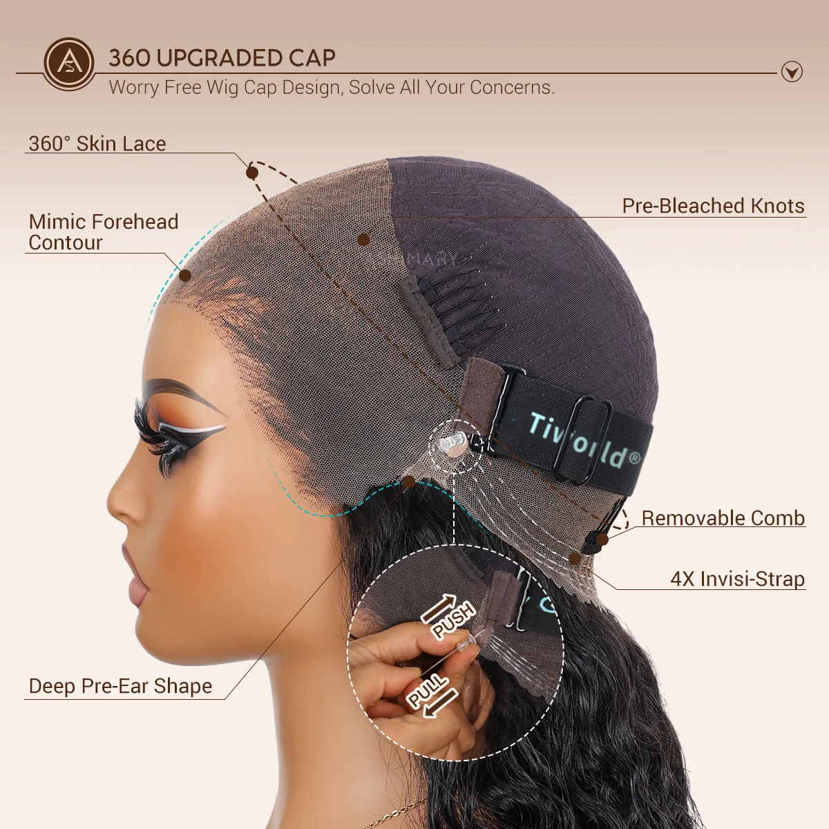 Ends Today: 70% OFF! Tiworld® 13x6 Silky Straight 360 HD Lace Wig - Snug Fit, Pre-Cut Lace & Bleached Knots Glueless Human Hair